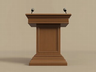 Public speaking platform on a realistic stage podium for mockup in a neutral environment