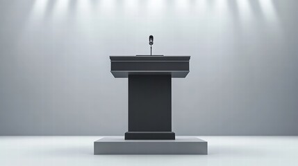 Public speaking podium stage for realistic mockup conference room photo indoor front view engaging presentation