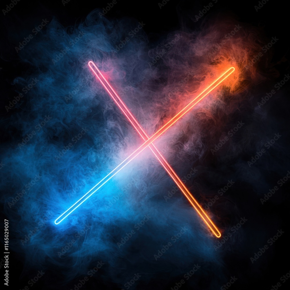 Poster dynamic light cross pattern digital art abstract background dark environment creative concept for vi