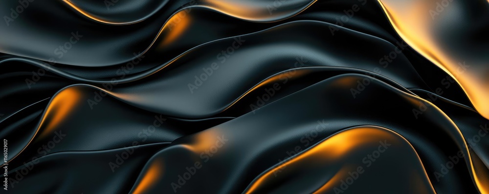 Poster Noise abstract background idea. Dynamic abstract waves of black and gold creating a sophisticated visual texture.