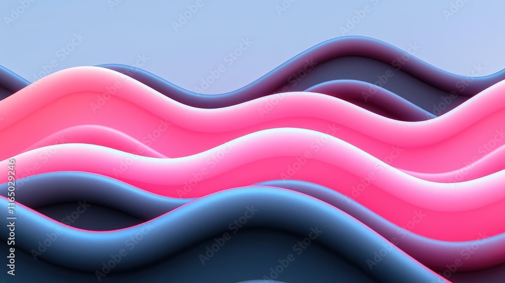 Poster Noise abstract background idea. Abstract waves in pink and blue create a smooth, modern background for design projects.