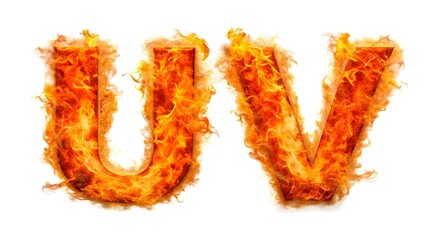 flaming uv fiery alphabet letters typography isolated font on white background