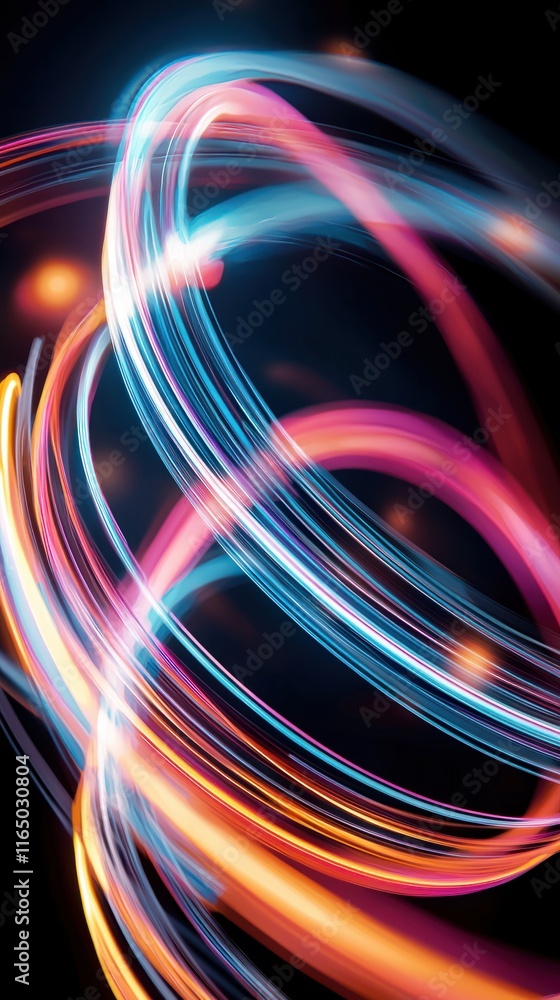 Aufkleber dynamic light trails abstract art digital space graphic design vibrant environment close-up view vis