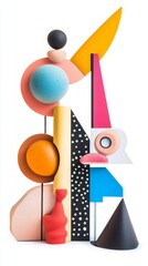 A Vibrant Abstract Geometric Composition of Colorful Shapes and Forms. A Modern Architectural Design Sculpture Installation