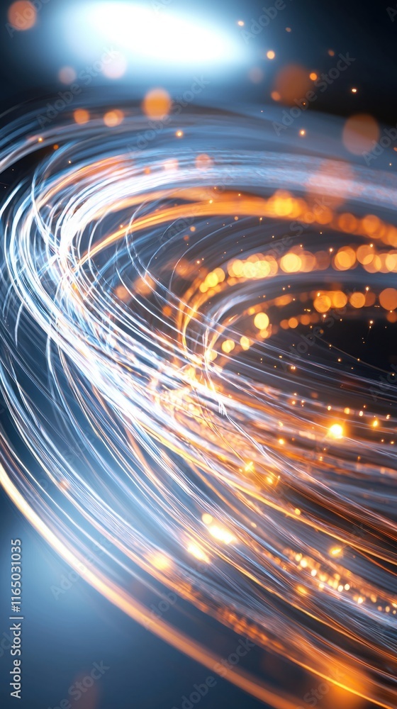 Poster dynamic light swirls abstract background digital art futuristic environment close-up view motion con