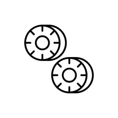 Pineapple slice outline icons, minimalist vector illustration ,simple transparent graphic element .Isolated on white background