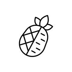 Pineapple outline icons, minimalist vector illustration ,simple transparent graphic element .Isolated on white background