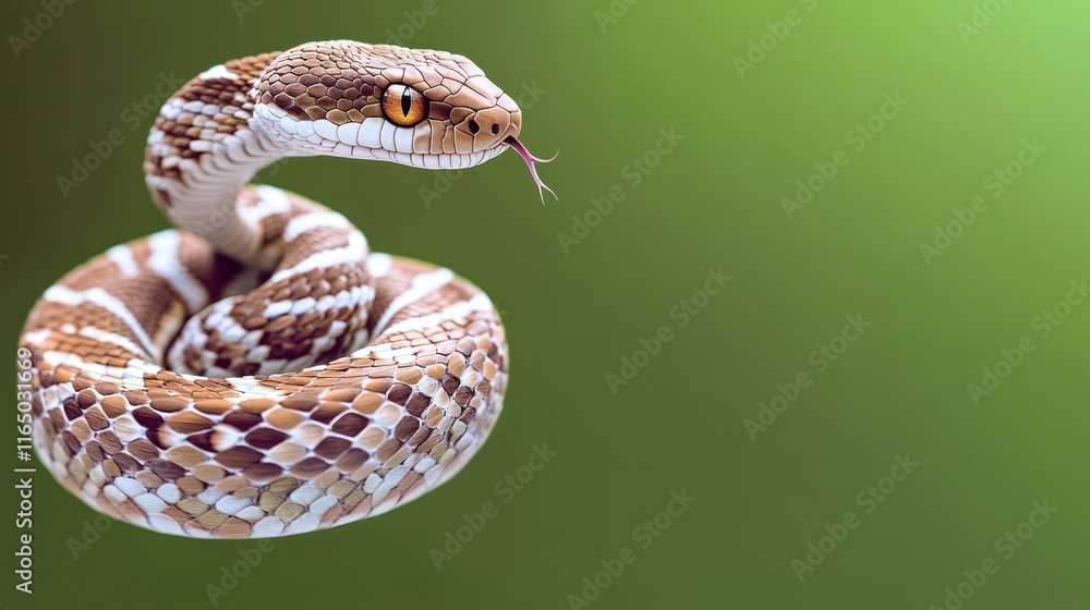 Poster a close-up of a snake with intricate patterns and vibrant colors.