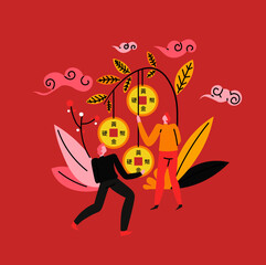 Golden Coins Festive Design Artwork