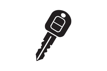simple and unobtrusive car key vector silhouette illustration isolated in white background
