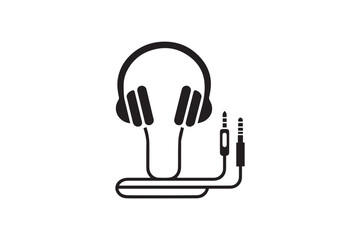 Obraz premium simple and unobtrusive earphone vector silhouette illustration isolated in white background 