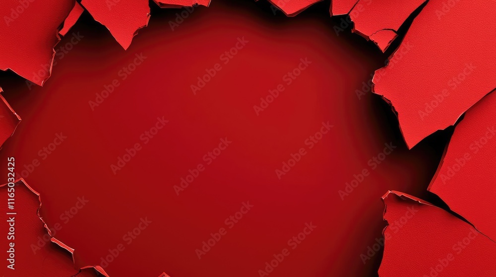 Aufkleber torn abstract background concept. a close-up of shattered red paint revealing a smooth surface under