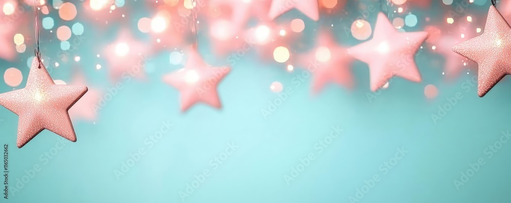 Poster starry abstract background idea. soft pink stars on a blue background create a dreamy, festive atmos