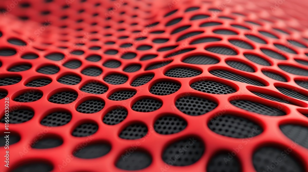 Poster Noise abstract background idea. Vibrant red abstract pattern featuring a textured mesh design for creative projects.