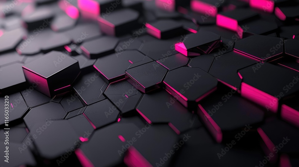 Poster Noise abstract background idea. Abstract hexagonal patterns with black and pink colors for modern backgrounds.