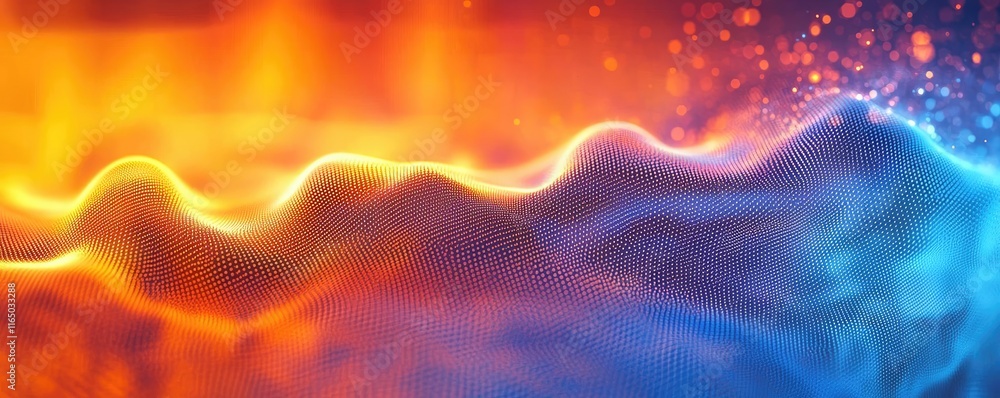 Poster Noise abstract background idea. Vibrant abstract wave patterns showcasing contrast of warm and cool colors.