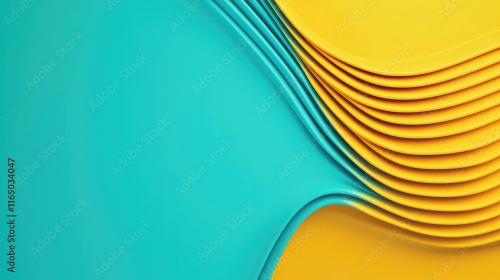 Poster Noise abstract background idea. Colorful abstract curves in teal and yellow create a modern, vibrant background design.