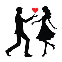 Vector Silhouette Of Romantic Lovers