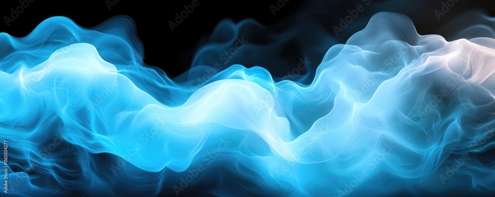 Poster noise abstract background idea. a mesmerizing display of blue smoke swirling gracefully against a da