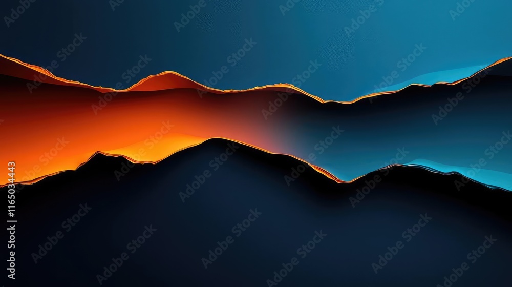 Poster torn abstract background concept. abstract landscape with vibrant colors and smooth gradients at dus
