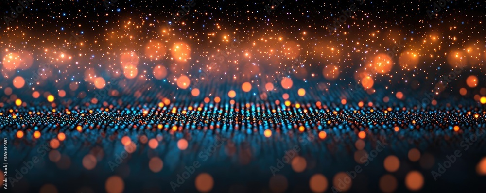 Poster Starry abstract background idea. Abstract digital background with vibrant lights and particles creating a dynamic atmosphere.