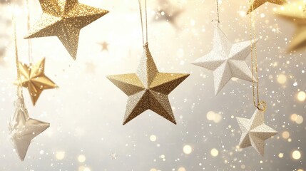 A snow-white background with faint golden glitter and sparkling stars for a clean and elegant New Year vibe.