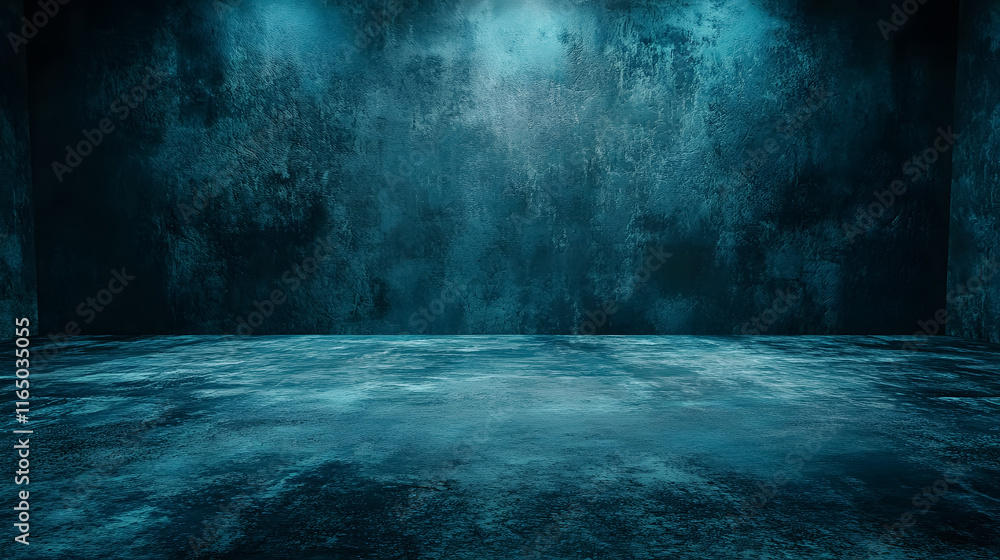 Poster an abstract image of a studio dark room with a textured concrete floor illuminated by light.