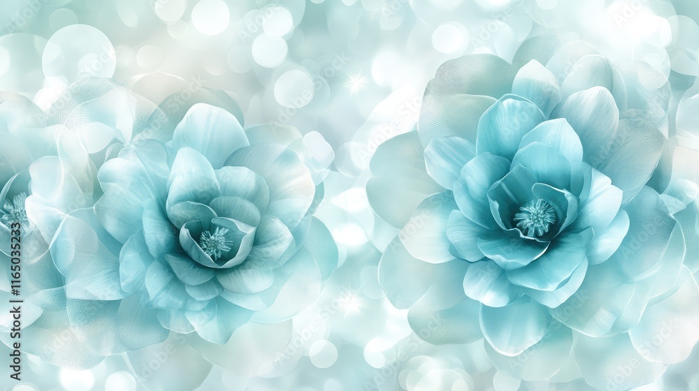 Poster a soft teal blue background with subtle light reflections, creating a calming and professional atmos