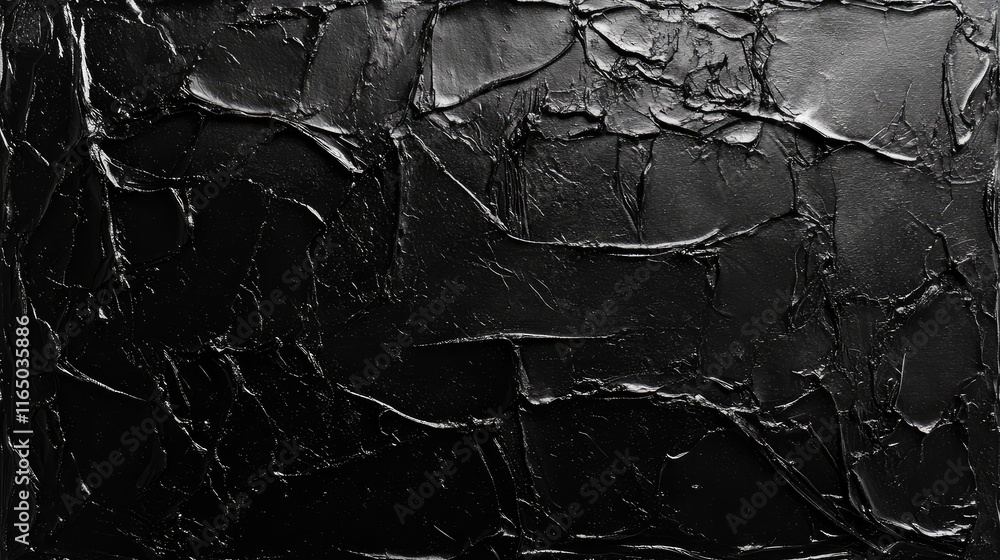 Poster a textured black surface resembling crumpled paper with soft shadows and highlights for a raw and ar