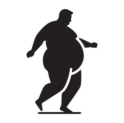 Overweight men silhouette vector illustration