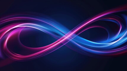 Abstract design featuring a vibrant infinity symbol in blue and pink hues.