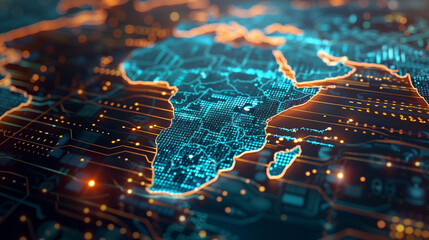 digital map of africa - concept of technological growth