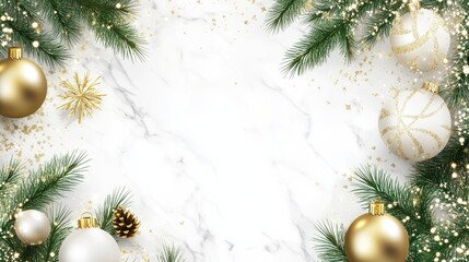 A white and gold marble background with subtle glitter accents for an elegant and timeless New Year design.