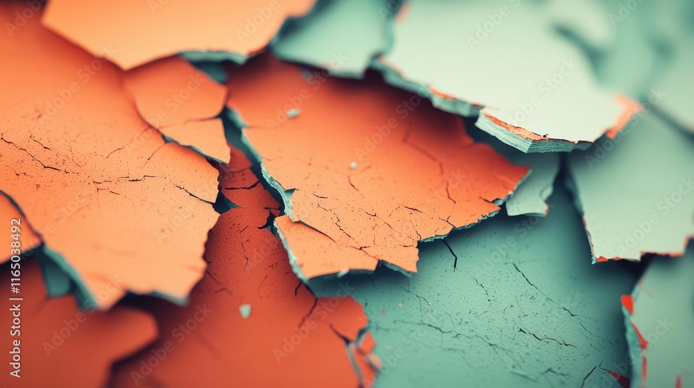 Poster torn abstract background concept. close-up of colorful paint layers peeling off, showcasing texture 