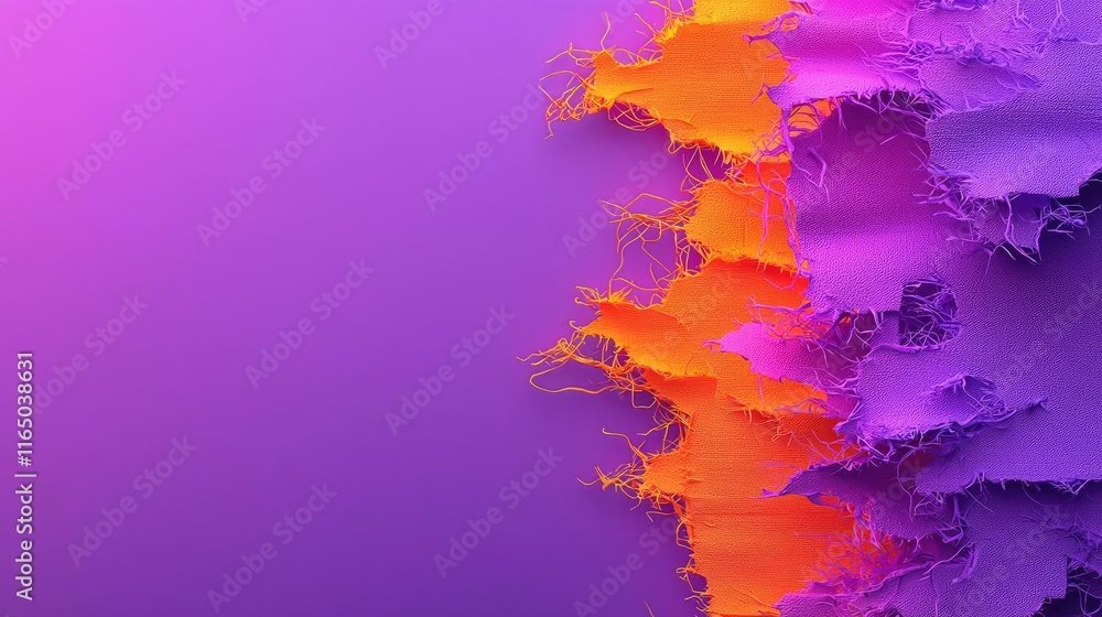 Poster torn abstract background concept. vibrant abstract background with purple and orange textures, ideal