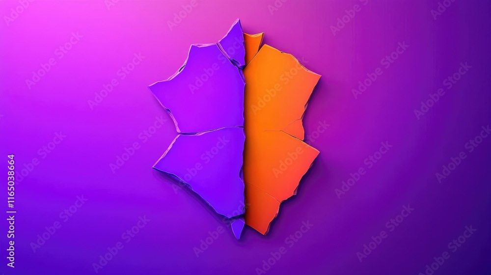 Poster torn abstract background concept. vibrant abstract art piece with contrasting colors and cracked sha