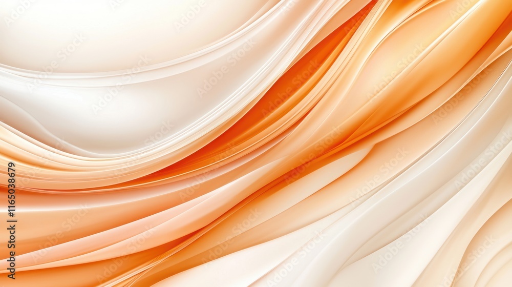 Poster dynamic abstract flowing patterns artistic design digital art bright orange and white close-up persp