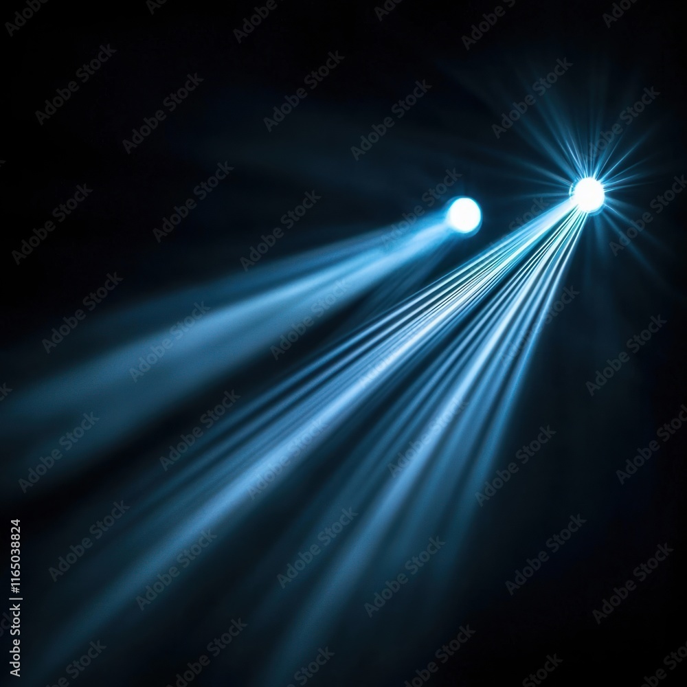 Poster dynamic light beams illuminating a dark space abstract photography studio environment close-up view 