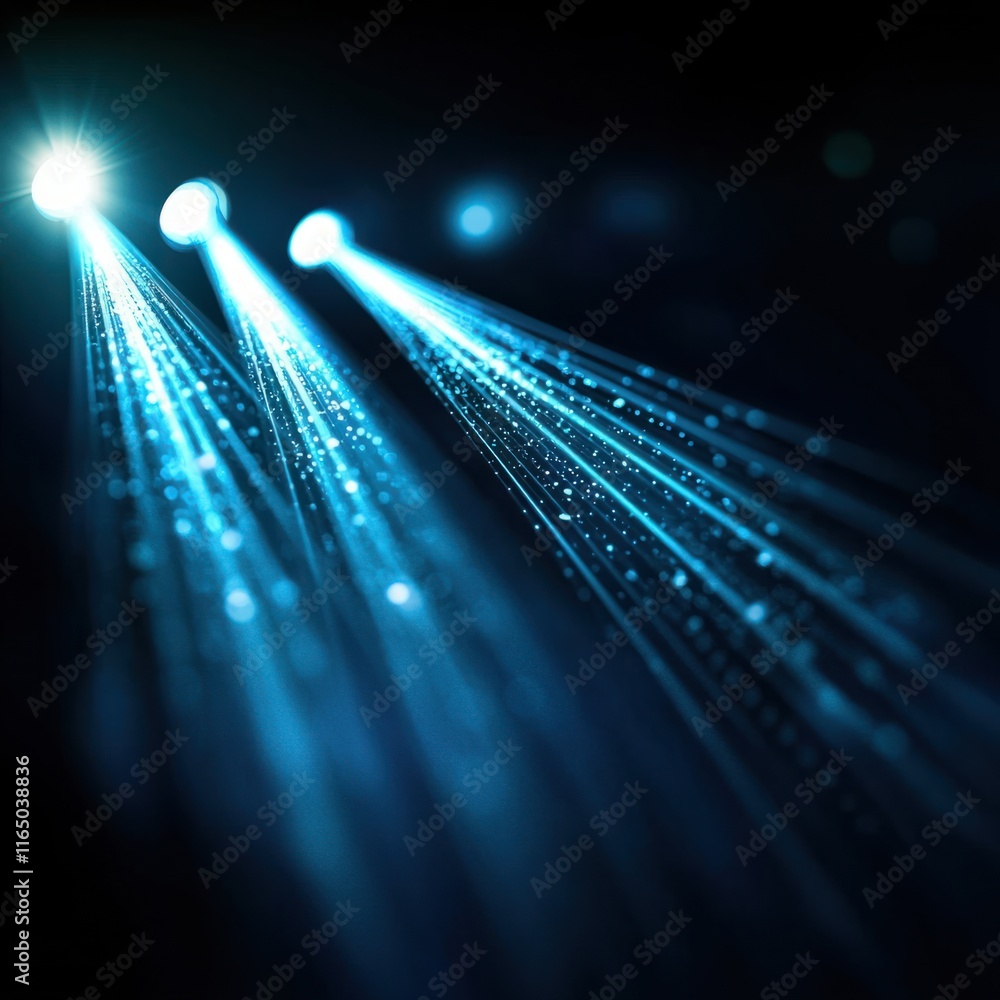 Poster dynamic light rays illuminating a dark space abstract visuals digital art studio environment close-u