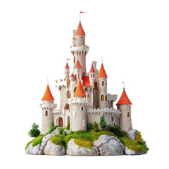 Fototapeta premium Enchanting Castle with Red Roofed Towers