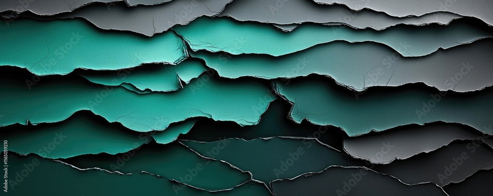 Poster torn abstract background concept. an abstract design featuring layered textures in teal and black to