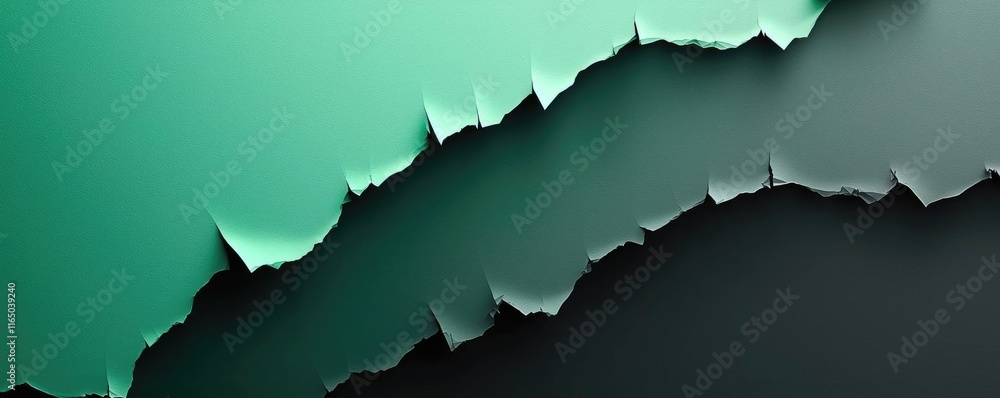 Poster torn abstract background concept. abstract layered design with shades of green and dark tones for mo