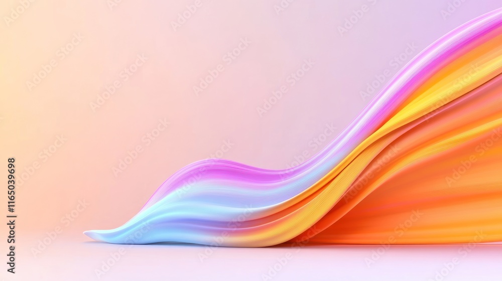 Poster abstract wave design with soft pastel colors and smooth curves.