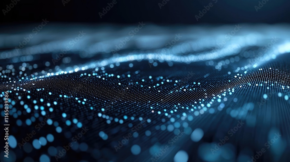 Poster Noise abstract background idea. Abstract glowing dots create a stunning digital wave effect on a dark background.