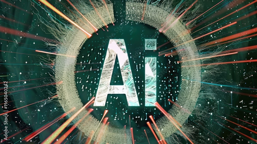 Aufkleber a dynamic representation of artificial intelligence with vibrant light effects.