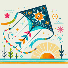 flying kite illustration