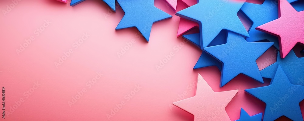 Poster Starry abstract background idea. Colorful star shapes offering a vibrant and playful design element for backgrounds.