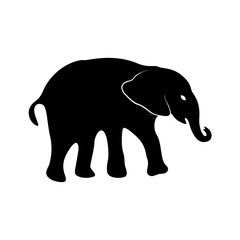 Vector black line icon for Elephant