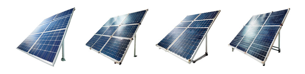 The-solar-panels-stand-in-white-background