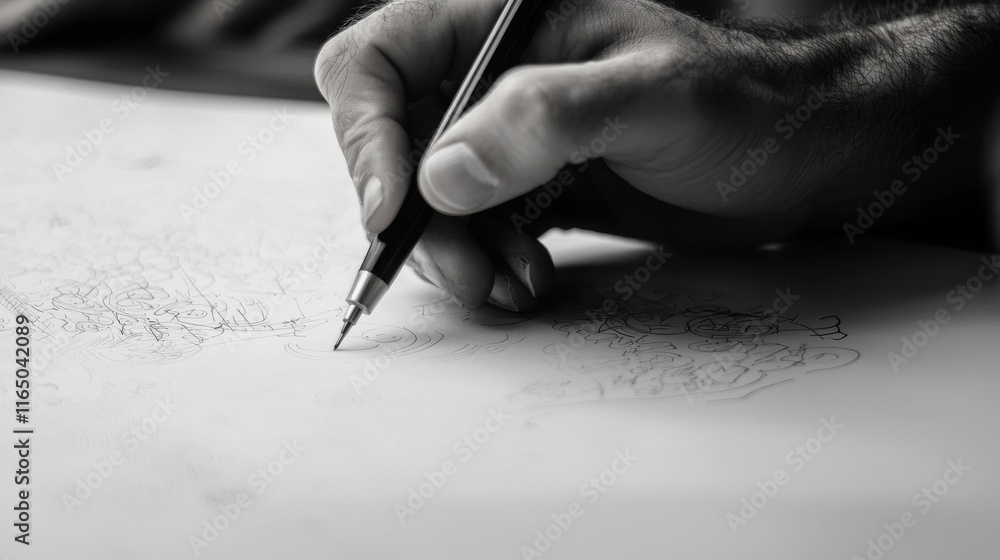 Poster brainstorming ideas through mind-mapping in an artistic workspace close-up perspective on creative p